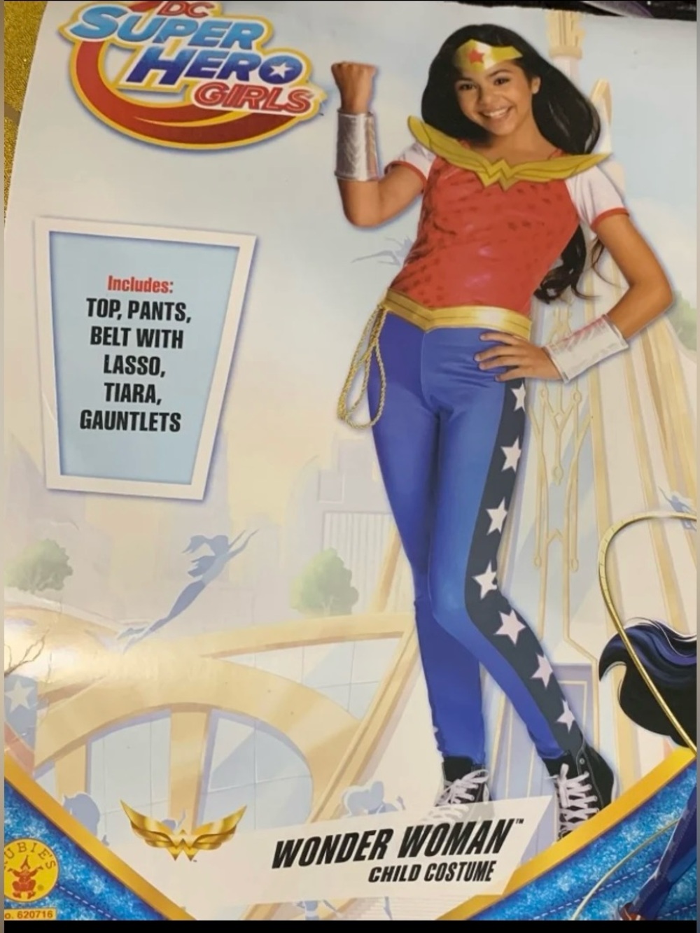 New Wonder Woman size small (fits 4, 5, 6) top, pants, belt, tiara costume